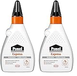 Ponal Express Holzleim, transparent und schnell trocknender Holzkleber für vielseitige Verleimungs- & Bastelarbeiten, wasserfester Leim in praktischer Flasche, 1x60g (Packung mit 2)