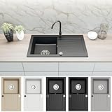 Faizee Home | Spülbecken Granit Schwarz 75x44 cm |...