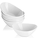 LIFVER Müslischale aus Porzellan, 475ml Keramikschale 6pcs Set, Dessertschalen, Salatschüssel Set, Suppenteller Keramik, Verwendet für Salat, Brot, Dessert, Obst - Weiß