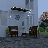 Rantry Anthrazit Ziehharmonika Markise 250x150cm, Stahl & Polyester, wasser-UV-beständig, LED beleuchtet Model145917