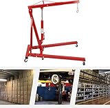 PUFAHAU Klappbarer Hydraulischer Motorkran Mit 6 Rollen – Schwerlast-Werkstattkran Für Werkstatt, Garage Und Autoreparatur