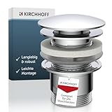 KIRCHHOFF Design Universal Waschbecken Ablaufgarnitur, Pop Up Waschbeckenstöpsel, Ablaufventil mit Überlauf, Abfluss Stöpsel für Badezimmer Waschbecken & Waschtisch, Chrom 98807330