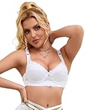 ohmydear Spitzen BH Damen mit Bügel Vollschalen Bügel BH ohne Polster Klassische BHS für Damen Komfort T Shirt BH Große Größen Weiß 85D