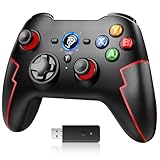 EasySMX Wireless PC Controller Game Controller PC Kabellos Bluetooth Gamepad mit Hall-Trigger&Dual Vibration&Turbo funktion, kompatibel mitPC/PS3/Switch/Android TV/TV-Box/Handy/Tablet/Laptop – Rot