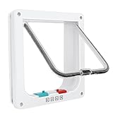 Katzentür für Fenster, Fliegengittertüren und Schiebetüren, Sicherheitstür für Haustiere mit 4-Wege-Sperre, wetterfeste Katzenklappe für dünne Tür und Wand (Groß, 21cm x 19,5cm Klappe)