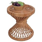 Mendler Beistelltisch HWC-M31, Blumentisch Rattantisch Kaffeetisch, rund 43x38x38cm, Kubu-Rattan Natur