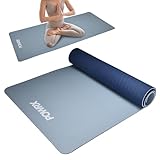 PowrX Yoga Matte extra breit - Yoga Matte rutschfest - breite Trainingsmatte ideal für Yoga, Pilates und Workout - hautfreundlich - Blau Set of 1 Gymnastikmatte - 183x81x0,8cm