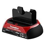 Tccmebius TCC-S862-DE USB 2.0 zu SATA IDE Dual-Bay HDD Festplatte Docking-Station mit Kartenleser und USB 2.0-Hub für 2.5 3.5 Zoll IDE SATA I / II / III HDD SSD