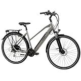 TRETWERK - 28 Zoll E-Bike Damen Pedelec - Seville 5.0 grau - E-Trekkingbike Damenfahrrad mit hoher Reichweite und 24 Gang Shimano Kettenschaltung - Elektrofahrrad mit Hecknabenmotor 250W, 36V