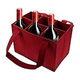Generisch Tragetasche Für Weinflaschen Aus Filz – Flaschenträger Mit 6 Fächern, Geteilter Aufbewahrungshalter, Leicht Zu Tragen | Tragbare Tasche Für Picknick, Camping, Geburtstagsfeier