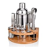 Cocktail Shaker Set,Esmula 750ML 12 Teiliges Edelstahl Barkeeper Kit Geschenk für Männer, Frauen, Freunde, Home Stylish Bar Tool Set mit Cocktail Rezeptheft (Silber)