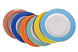 6 Stück flache Teller im Set aus echtem Porzellan 200 mm Salatteller Dessertteller Frühstücksteller in verschiedenen Farben Tafelgeschirr für Gastronomie und Haushalt mehrfarbig