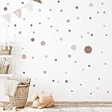 WANDKIND Kreise Set 120 Stück Wandtattoo für Babyzimmer V283 Aufkleber Sticker Kreis Wandaufkleber Kinderzimmer Punkte Dots Klebepunkte in verschiedenen Farben (Beige)