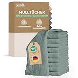 Laleni Spucktücher Baby im 10er Set aus Reiner Baumwolle - schadstofffreie Mulltücher weich 70x70 - saugstarke Mussellintücher Baby - Musselin Tuch als Mullwindel waschbare Mulltücher - Grün