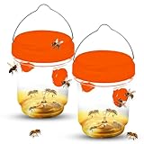 yotutun Wespenfalle für Draußen, Wespenabwehr Wespen Vertreiben Lebendfalle Lebend Fallen zum Aufhängen Falle Gegen Wespen, Hornissen, Moskitos, Stechmücken, Fruchtfliegen (2 Stück-Orange)