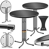 KESSER® Gastro Stehtisch klappbar Bistrotisch 2er Set | Pulverbeschichtete Edelstahlplatte | höhenverstellbare Füße | Party-Tisch Ø 80cm | In- & Outdoor | Empfangstisch | Klapptisch mit Husse Schwarz