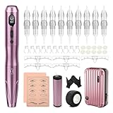Biomaser Wireless maschine Semi Permanent Make-up Maschinen-Kit 1000mAh akku mit 10 Stück Patronen Nadeln für Augenbrauen Lippen Eyeliner Ombre Puder Brauen Microshading Zubehör (S20-1)