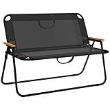 Outsunny 2-Sitzer Gartenbank, Sitzbank, Klappbare Campingbank, Klappbank bis 220 kg belastbar, für Camping, Terrasse, Mesh, Schwarz, 108 x 65 x 73 cm
