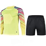 Wanym Torwarttrikot Personalisieren, Herren Fussball Torwarttrikot Set, Fußball-Trainingstrikots für Herren, Torwarttrikot + Shorts Torwarttrikot Kinder Erwachsene Name Team Nummer,Gelb,4XL
