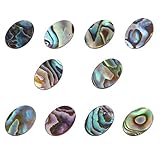 EXCEART 10 Stück Abalone-Muschel-Perlen, oval, natürlich, flach, Münzperlen, Edelsteinperlen, Schmuckherstellung, Perlen für DIY Ohrringe, Halsketten, Anhänger, 10 x 14 mm (bunt)