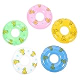 YARNOW 5 Stück Kleine Entenschwimmring -Ornamente Mini-Enten Geformt Schwimmringe Fürs Puppenhaus-schwimmringe Mini-Floats Babybadewanne Schwimmend Schwebend Bunt PVC