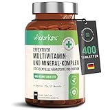 Multivitamin Tabletten Hochdosiert 400, 13 Monate Vitamine, Mineralien & Ergänzungsmittel A-Z vitamine und mineralstoffe, Nahrungsergänzungsmittel Frauen/Männer, VitaBright Vegan Multivitamin Komplex