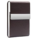 Zigarettenetui Metall Zigaretten Kasten PU Leder Magnetisierte Deckel Zigarettenschachtel Box für Männer Frauen Damen Super Slim Elegante Entwurf Braun