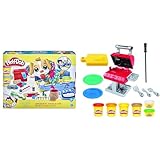 Play-Doh F3639 Tierarzt Spielset mit Spielzeughund, Tragebox & Kitchen Creations Grillstation Spielset für Kinder ab 3 Jahren mit 6 Farben und 7 Zubehörteilen, Mehrfarbig