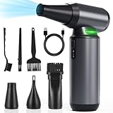 Ludfirm Electric Air Duster 300000RPM Cordless Wiederaufladbarer Druckluftreiniger mit 8000mAh Akku 3 Geschwindigkeiten Staubgebläse für Computer Laptop Tastatur Auto Kamera Elektronik Büro (Grau)