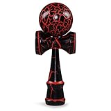 Ganzoo © Kendama aus Buchen-Holz, Original Japanisches Traditionelles Holz-Sportgerät mit Kugel, Schnur und Fangteller für Geschicklichkeit/Balancing, Geschenk-Idee, schwarz/rot