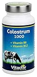 VITACTIV Colostrum 1000 mg, natürliches Colostrum mit Vitamin B6 und B12, zur Normalisierung des Immunsystems, Nervensystems und des Energiestoffwechsels, aus Kuh-Erstmilch (60 Kapseln, Monatspack)