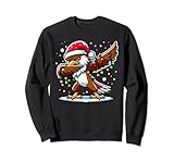 Dabbing Hawk trägt Weihnachtsmütze und Weihnachtsbaumlichter Sweatshirt