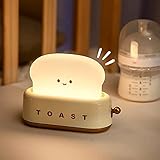 Nachtlicht, Kawaii LED Nachtlicht Kinder, Toaster Stilllicht Dimmbar, USB Nachtlicht mit Timer, Aufladbar Nachtlicht Baby Tischlampe, Cute Aesthetic Room Decor, Schlummerleuchten für kinder, Gelb