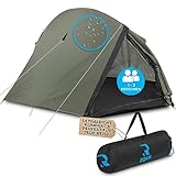 ROAM® 1-2 Personen Zelt Ultraleicht, kleines Packmaß & schneller Aufbau - 100% Wetterfest & wasserdicht - 1-2 Mann Zelt als Outdoor Camping Zelt & Trekkingzelt - Grün/Oliv