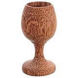 BIUDECO Holz Weinkelch aus Kokosnussholz Stielvoller Trinkbecher mit Rundem Design Handgefertigter Holzbecher für Wasser Tee und Outdoor Camping