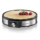 Cloer 6630 Crêpes-Maker, für süße oder herzhafte Crepes mit 30 cm Ø, 1200 W, Antihaftbeschichtung, inkl. Teigverteiler aus Holz und Wender, schwarz