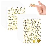 1 Zoll Buchstaben Aufkleber Gold, 1590 Stück Buchstaben Sticker, Zahlen Aufkleber, Klebebuchstaben Wetterfest, Für Abschlussmütze, Scrapbook Bastelarbeiten