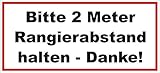 easydruck24de Aufkleber Bitte 2 Meter Rangierabstand halten - Danke! 20 x 9 cm Achtung Vorsicht Warnung - Auto-Anhänger LKW Spedition Lieferwagen Fahrzeug - hin078