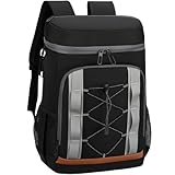 LANHUIYY Kühlrucksack 30L Kühltasche Rucksack Thermo Rucksack Picknickrucksäcke Kühltasche Groß Isoliert Cooler Bag Männer Frauen für Picknick/BBQs/Camping/Ausflügen/Einkaufen (schwarz, 30L)