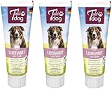 Tubi Dog Delikatess Leberwurst | 3er Pack | 3 x 75 g | Leckerli für Hunde | Ohne Geschmacksverstärker, Konservierungs- oder Farbstoffe | In der praktischen Soft-Touch-Tube