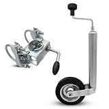 Winterhoff Stützradhalterung für Zugdeichseln 70mm rund Klemmschelle Stützradschelle 48mm Trailer mit Stützrad (Halter + Stützrad)