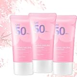 Japan Sakura Sunscreen Skincare SPF 50, Sakura Skin Sunscreen, Sunscreen Skincare Serum Face, Bloqueador Solar Japan Sakura Sunscreen, Japan Sakura Sunscreen SPF 50+ Pa+++-3PCS