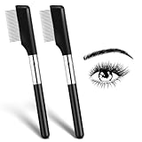 2 Stück Augenwimpern Trenner Metall Wimpernkamm Augenbrauenbürste Wimpern Pinsel Mascara Applikator Wimperntrenner Werkzeug Zähne Pflege Pinsel für Mädchen Damen