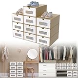 XINZI 10er Boxen-Set mit Transparentes Sichtfenster,Schuhboxen Stapelbar,Aufbewahrungsbox Schubladen aus Kraftpapie,Schuhkarton Ordnungsboxen für Zubehör & Accessoires
