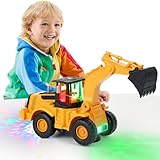 Bagger Spielzeug, Fahrend mit Sound und Licht, Baustellenfahrzeuge Kinder, EIN Auto Kinderspielzeug Mehreren Musikstücken Weihnachten Geburtstag Geschenke für Jungen und Mädchen ab 3+ Jahren