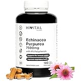 Echinacea 7500 mg. 180 vegane Kapseln für 6 Monate. Echinacea Purpurea-Extrakt mit 4% Polyphenolen zur Stärkung der Abwehrkräfte und des Immunsystems sowie zur Unterstützung der oberen Atemwege