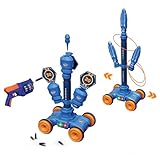 RedCrab 2 In 1 Wurfspiel und Schießspiel für Kinder, Automatisch Zielscheibe Elektrisch mit Licht und Ton, 1 Spielzeugpistolen und 8 Foam Darts Pfeile, Wurfspiel Outdoor Spiele für Kinder ab 3 Jahre