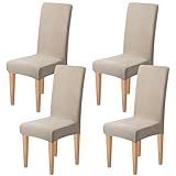 Dioxide Stuhlhussen 4 Stück, Stretch-Stuhlbezug Elastische Moderne Husse Elasthan Stretchhusse Stuhlbezug Stuhlüberzug, Sehr Pflegeleicht und Langlebig Universal (Khaki, 4PC)