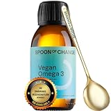 Premium Omega-3 Algenöl Vegan (2900mg pro Tag) - Hochdosiert - mit Zitrone - DHA & EPA - Wissenschaftsbasiert, Laborgeprüft - Nachhaltig - Mit Vitamin D3 fürs Immunsystem - Spoon of Change®