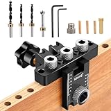 3-in-1 Pocket Hole Jig Kit ，8/10/15mmTaschenloch holzdübel bohrschablone set mit Positionierungsclip Einstellbare Bohrführung Puncher Locator